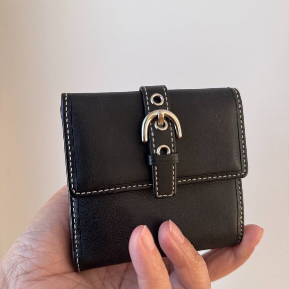 Coach Handbags - Coach Women’s Black Leather Foldable Wallet